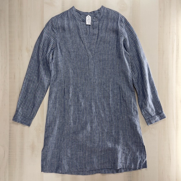 NUTHATCH Maine striped lagenlook linen striped tunic dress medium Anthropologie - Picture 1 of 5